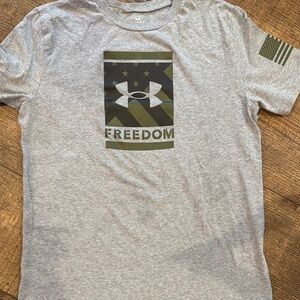 Under Armour Gray Freedom Tee with Green Graphic